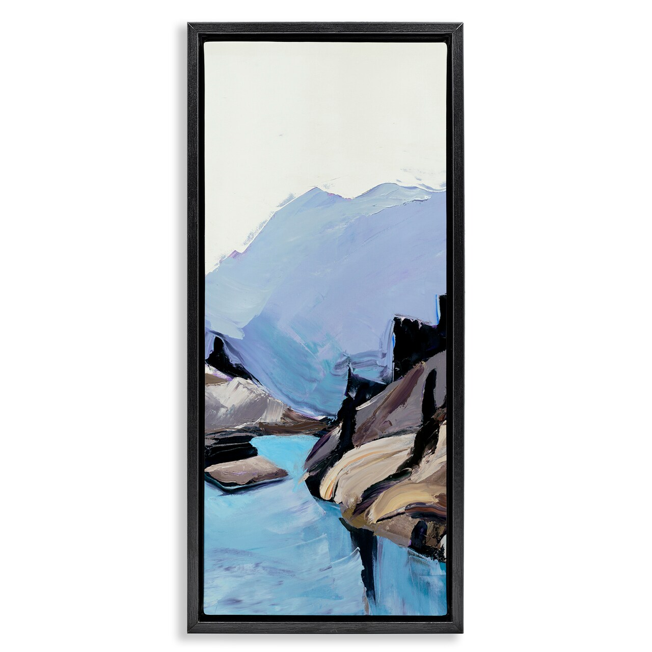 Stupell Industries Mountain River Abstraction Framed Floater Canvas Wall Art Design by Julie Denise